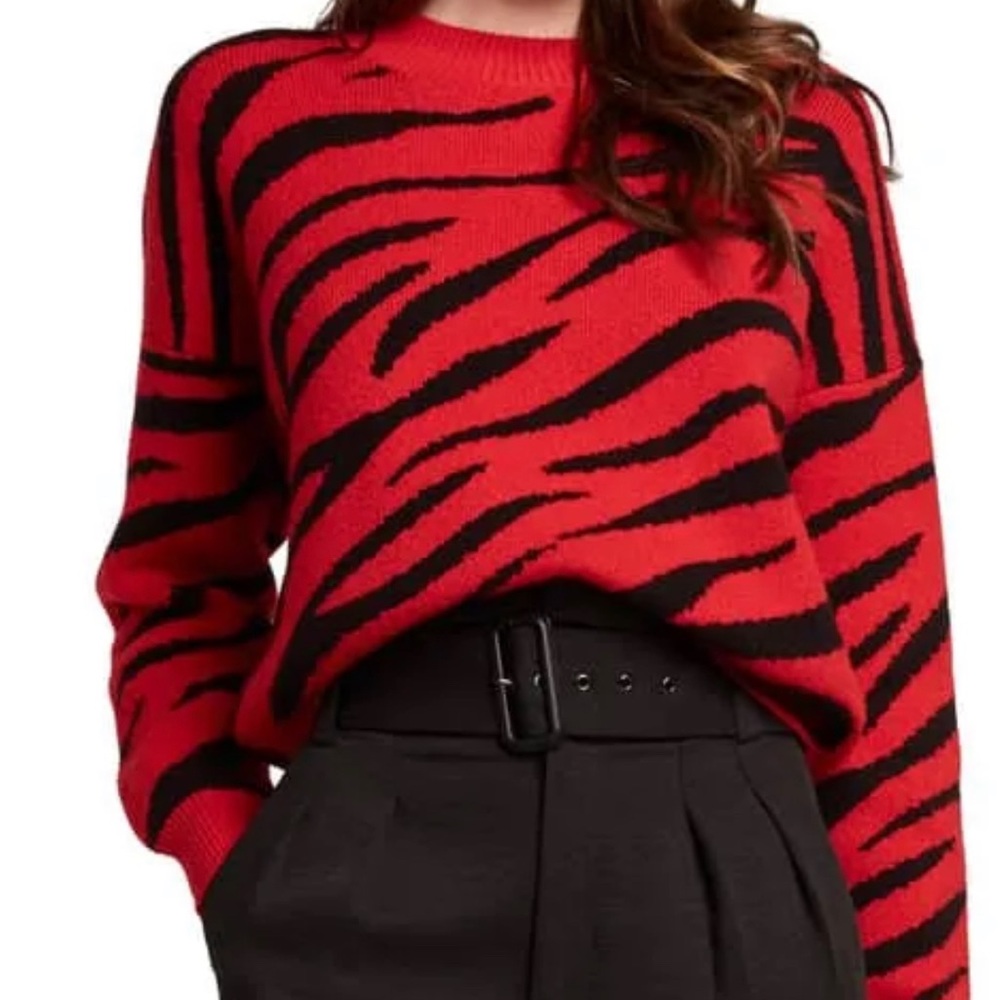 Bardot red zebra print sweater